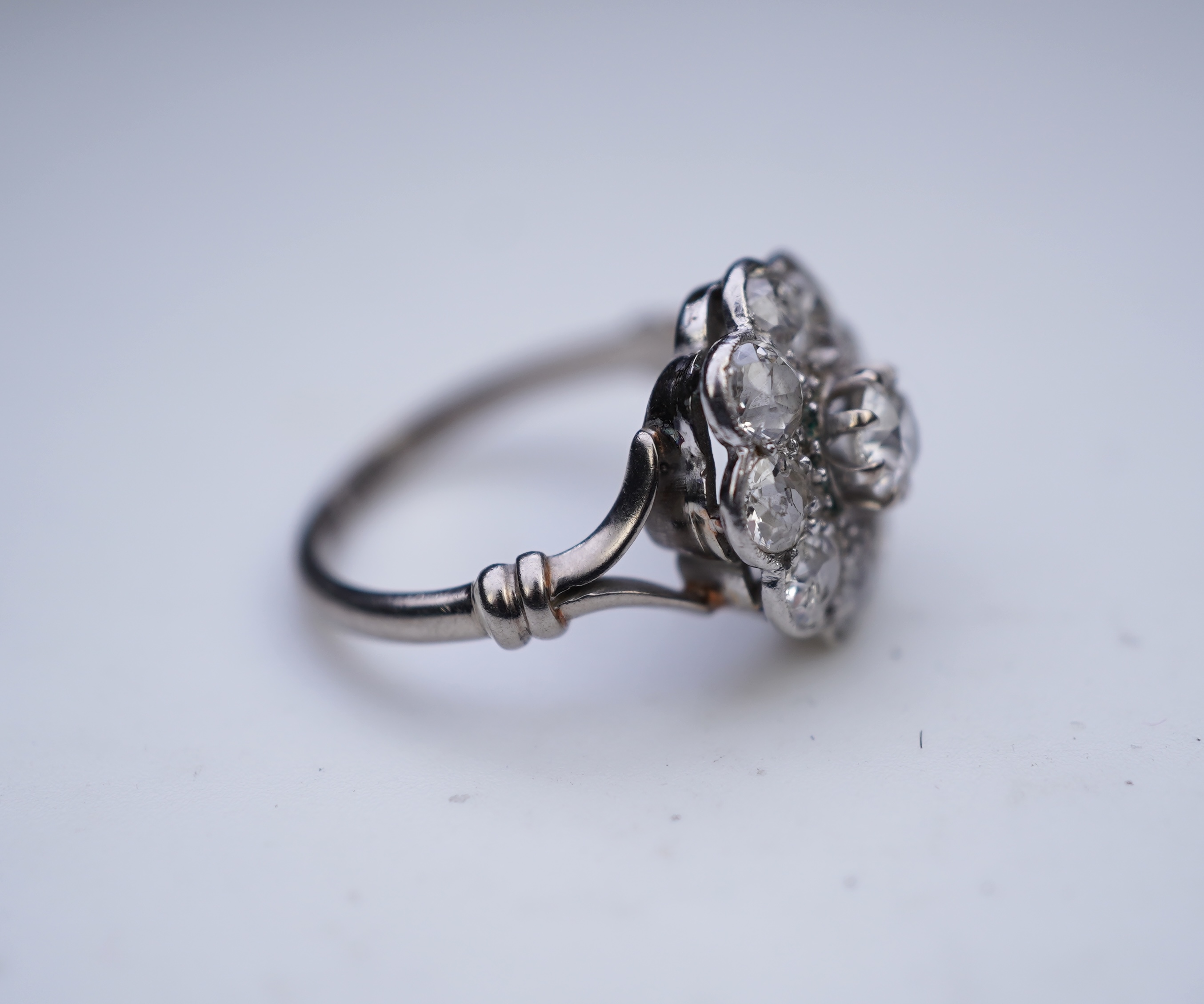 A diamond cluster ring, early 20th century